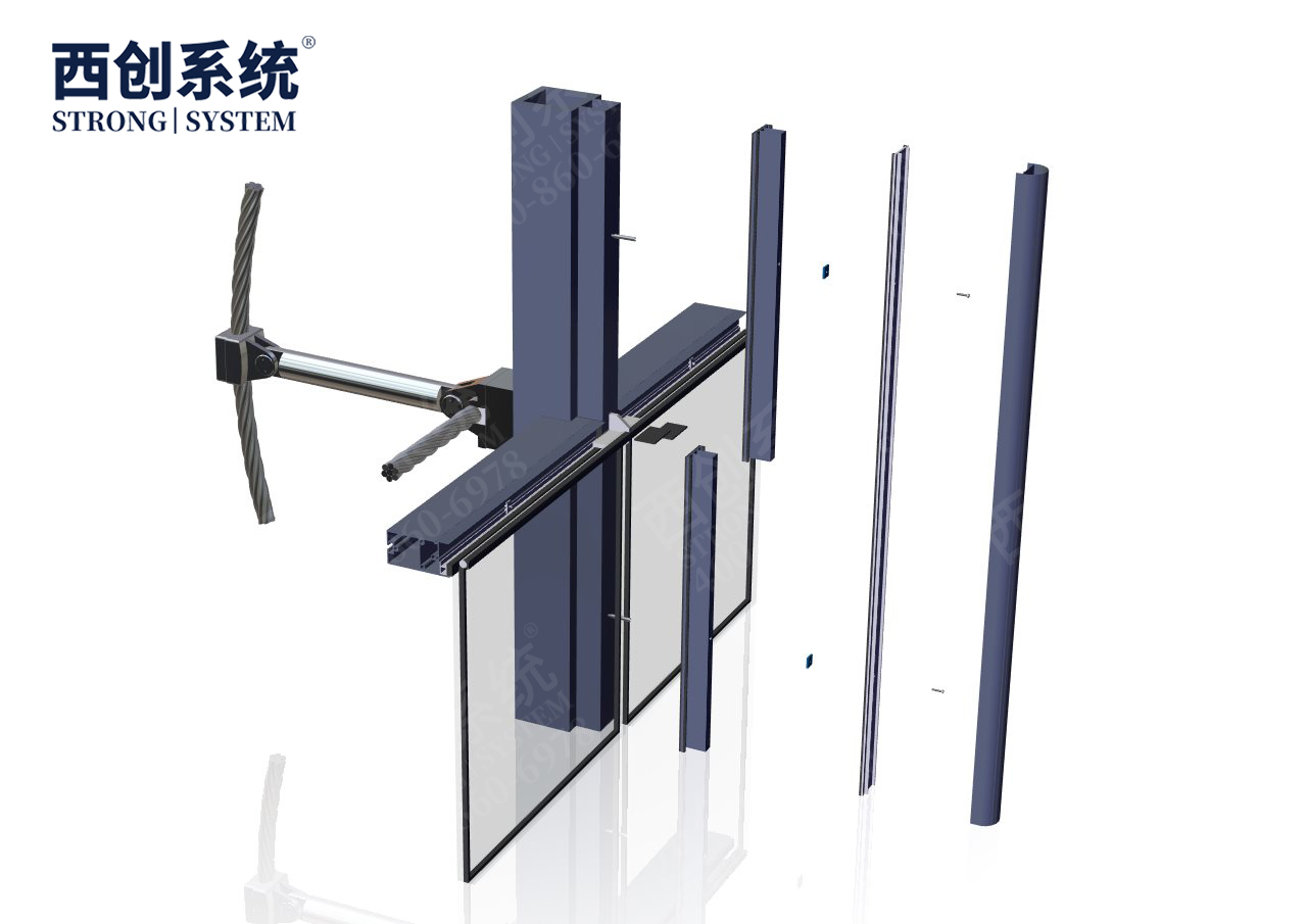 山東·青島上合綜合樓項目凸型精制鋼索桿自平衡玻璃幕墻系統(tǒng)——西創(chuàng)系統(tǒng)(圖10)