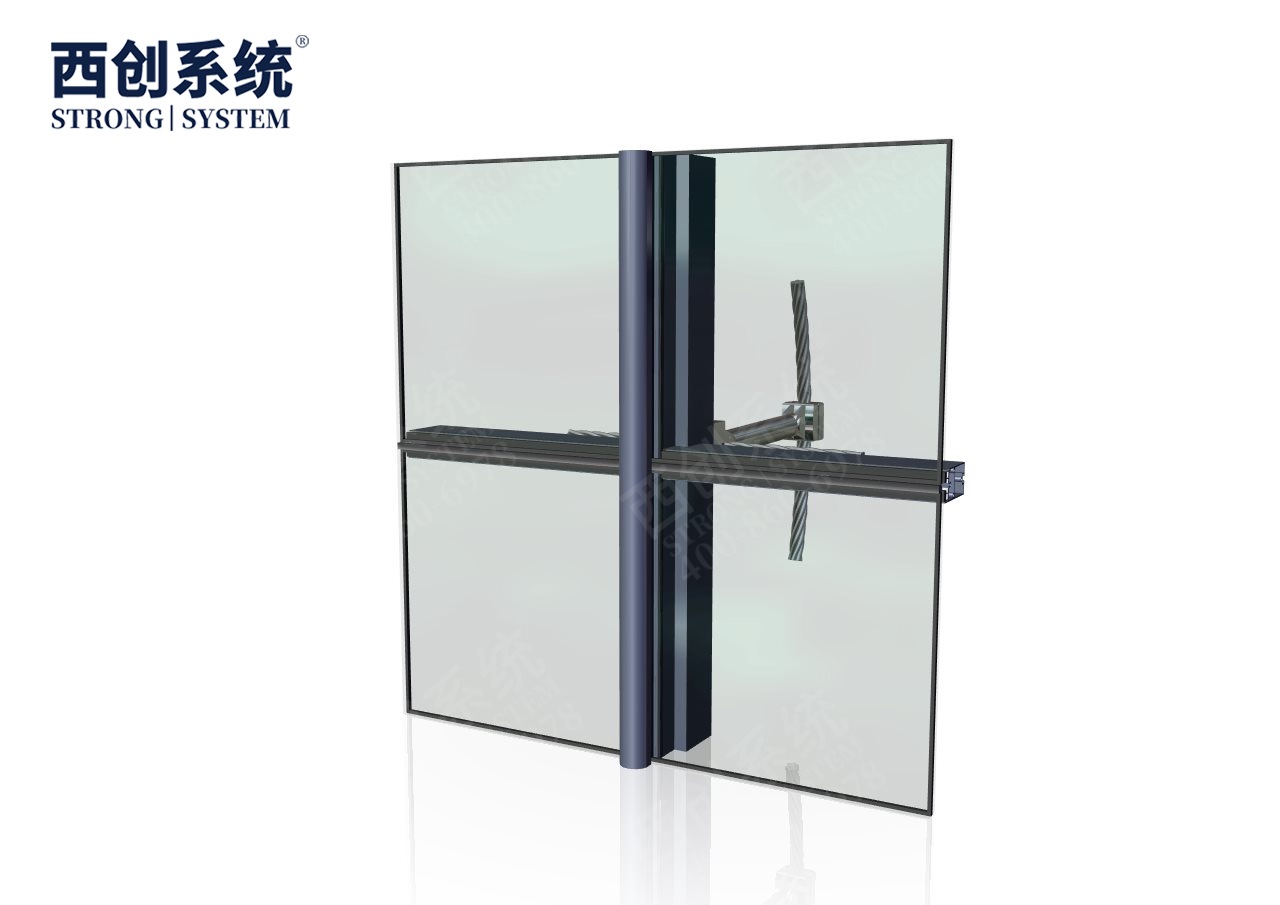 山東·青島上合綜合樓項目凸型精制鋼索桿自平衡玻璃幕墻系統(tǒng)——西創(chuàng)系統(tǒng)(圖9)