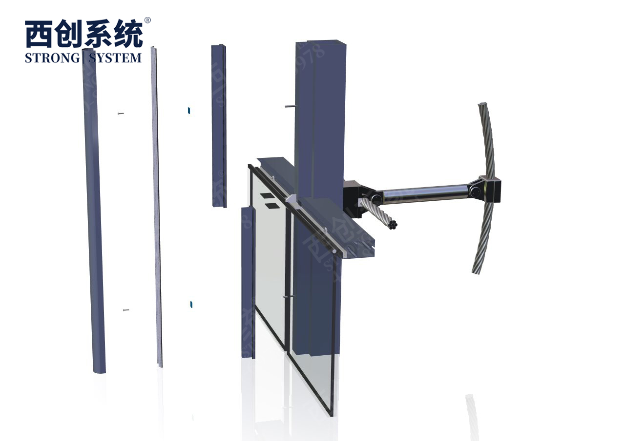 山東·青島上合綜合樓項目凸型精制鋼索桿自平衡玻璃幕墻系統(tǒng)——西創(chuàng)系統(tǒng)(圖11)