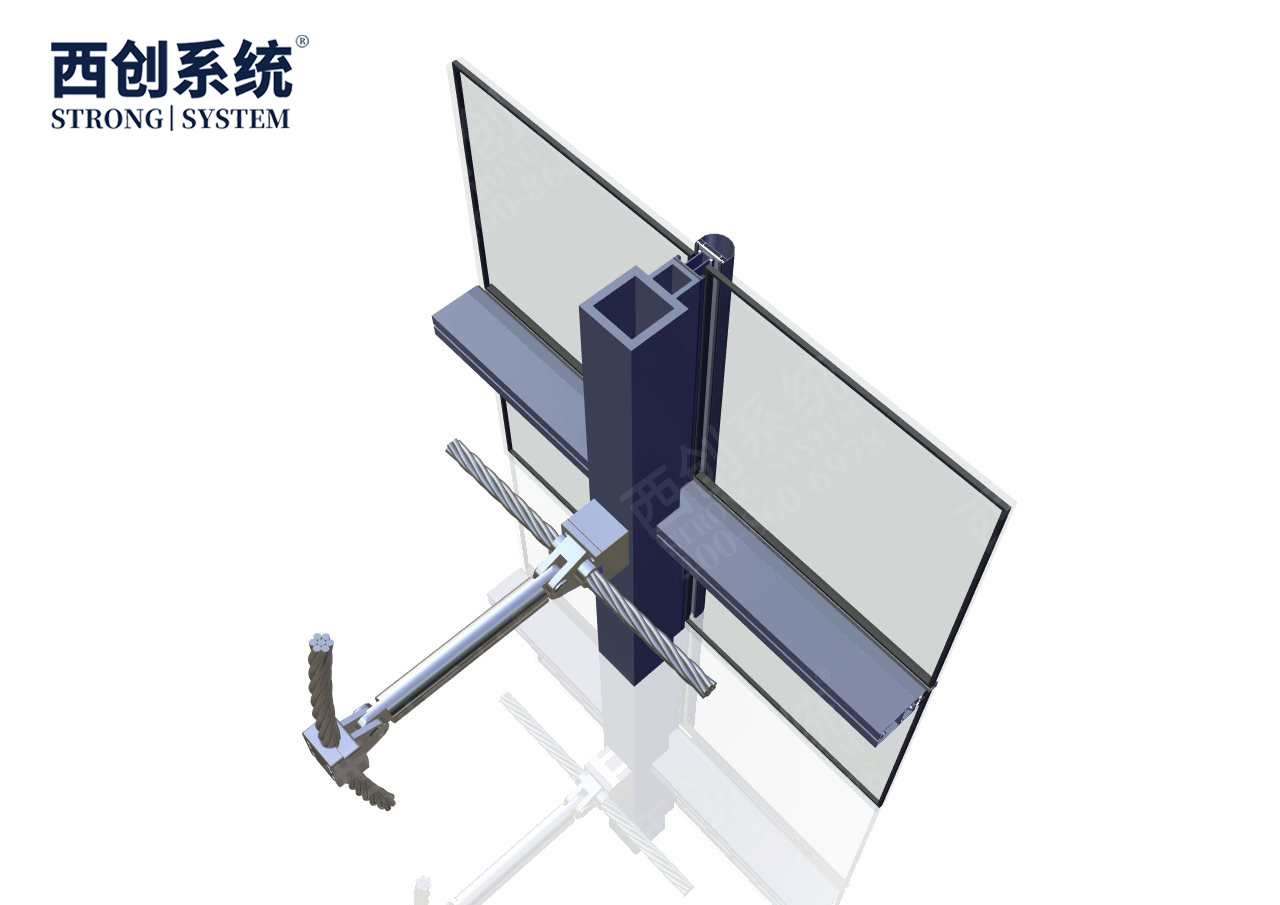 山東·青島上合綜合樓項目凸型精制鋼索桿自平衡玻璃幕墻系統(tǒng)——西創(chuàng)系統(tǒng)(圖13)